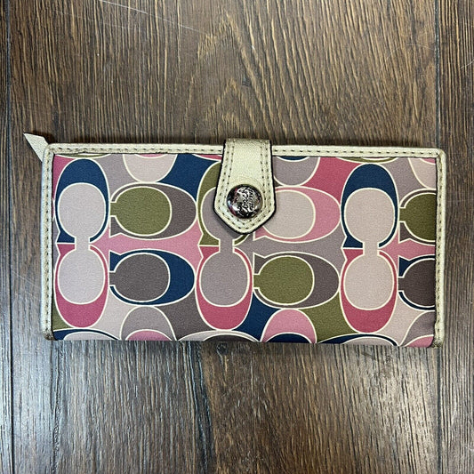 Coach Galley Multicolor Multi Card envelope Wallet With Turn lock