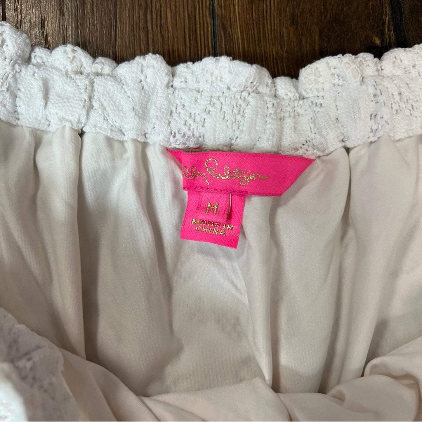 Lilly Pulitzer Nevie Dress Resort White Swirling Leaf Lilly Lace SZ MED