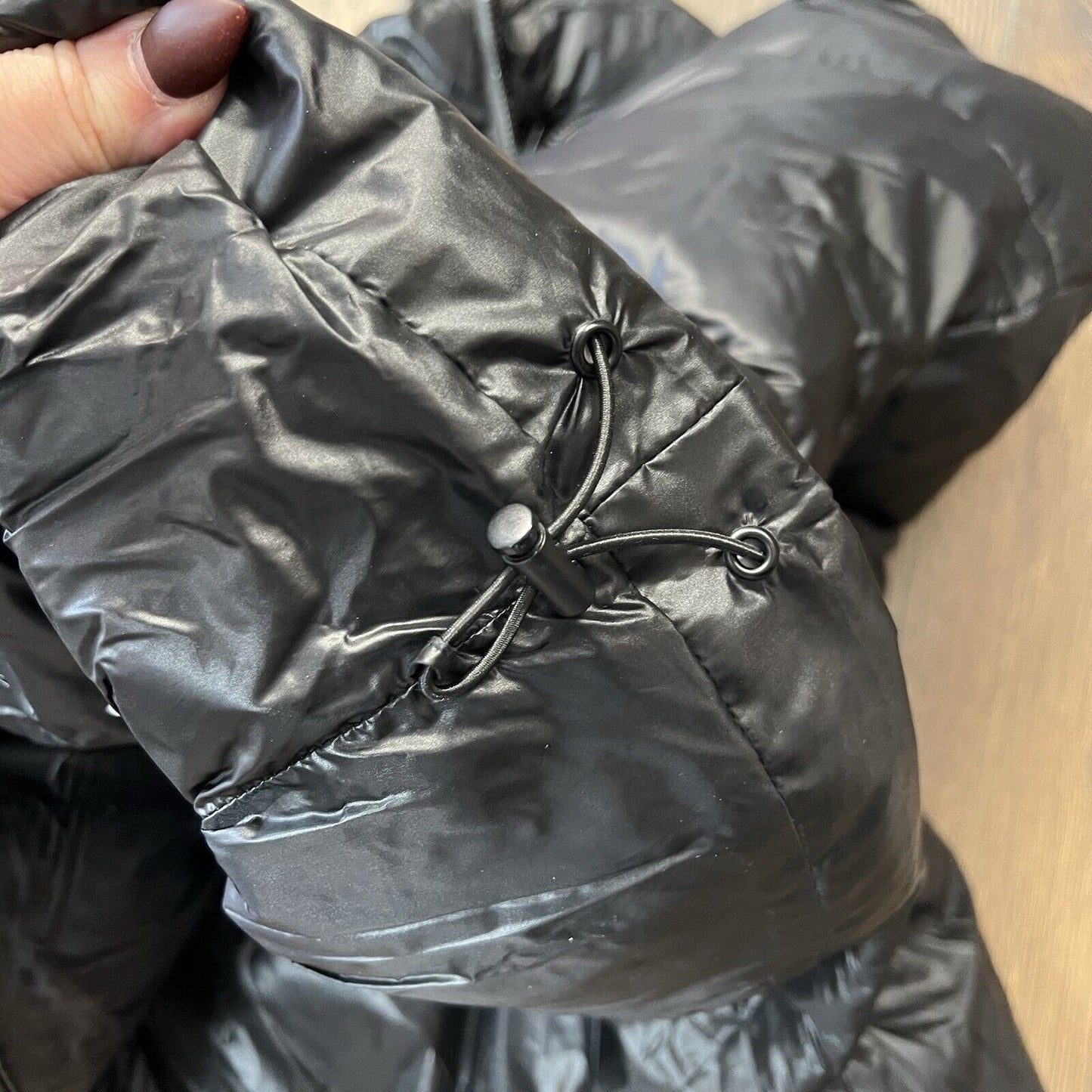 Wownach Black oversized Cropped puffer coat Size Small