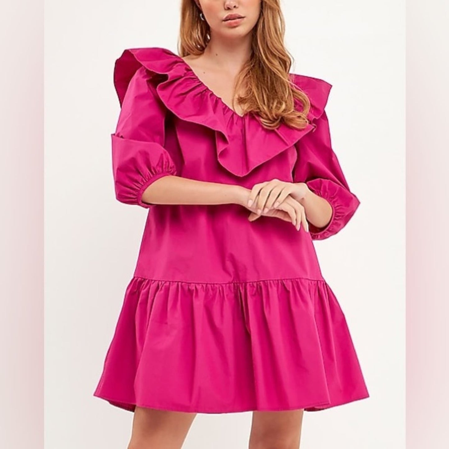 🆕 English Factory Long Sleeve Ruffled Mini Dress SZ SM
