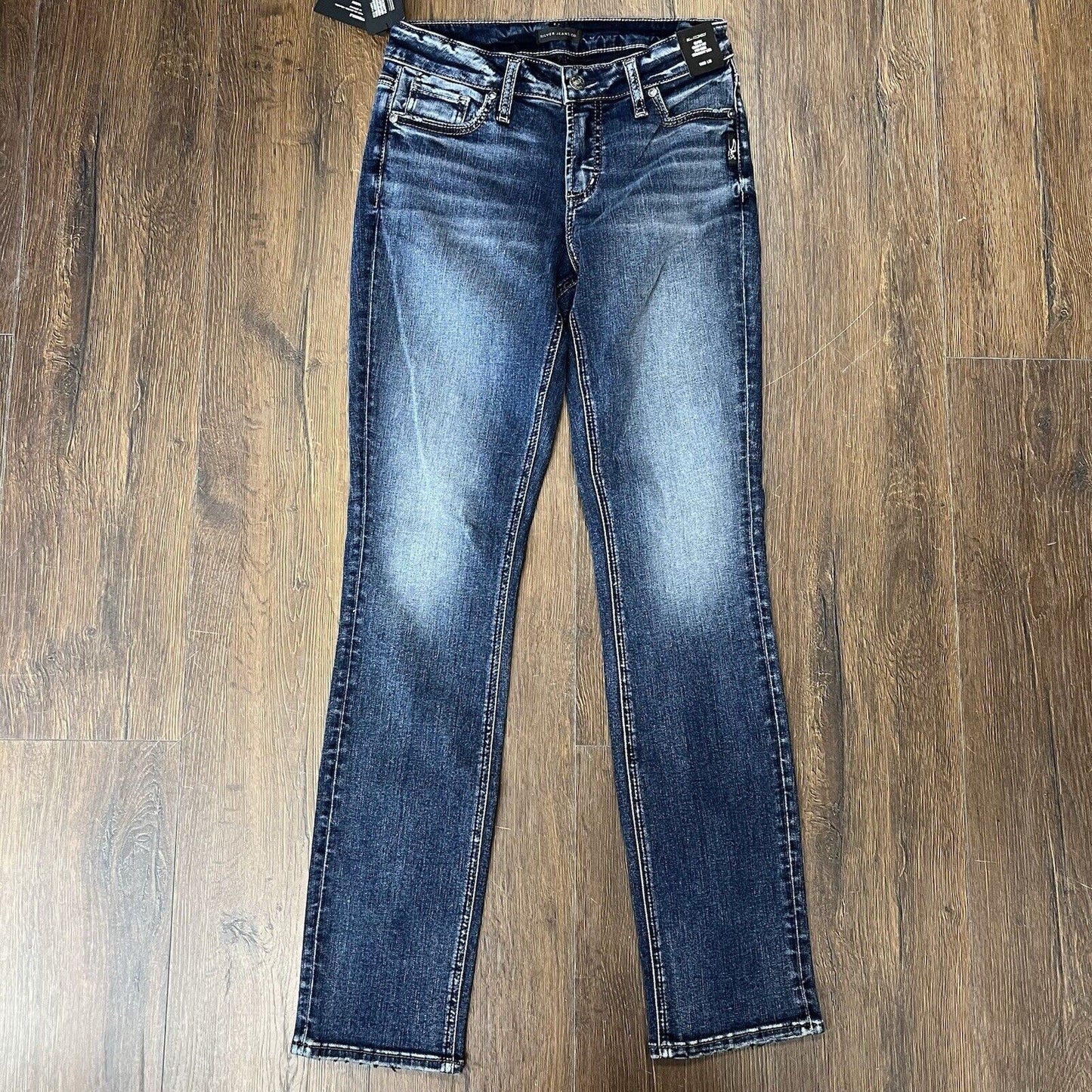 Silver Jeans Elyse Curvy Fit Mid Rise Straight Leg Jeans SZ 26/2