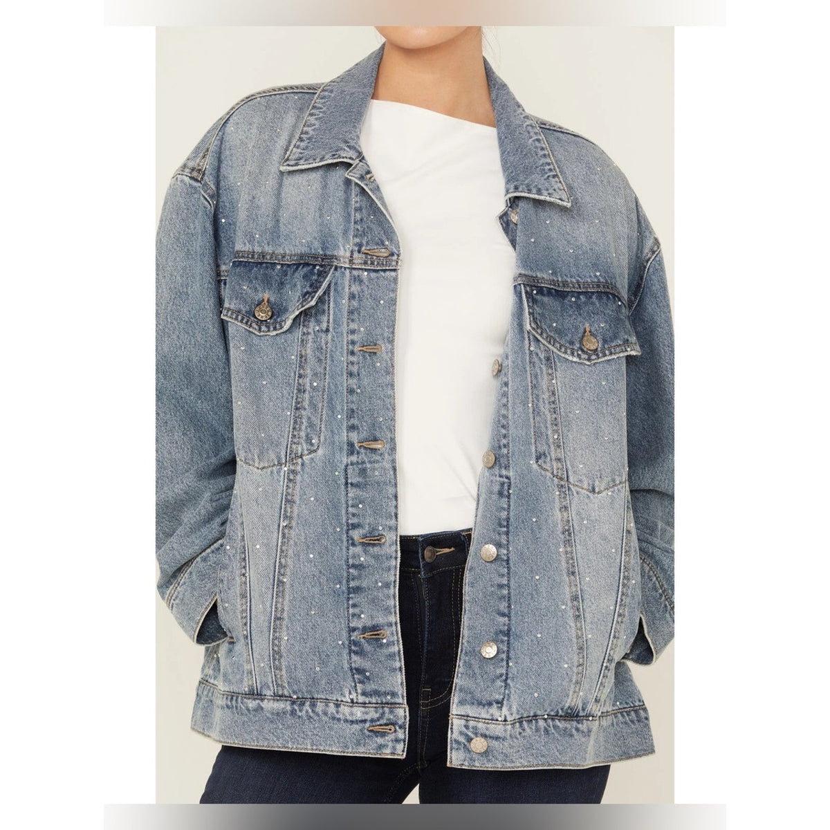 🆕 DAZE Beau Oversized Rhinestone Jacket in Twinkle SZ XS