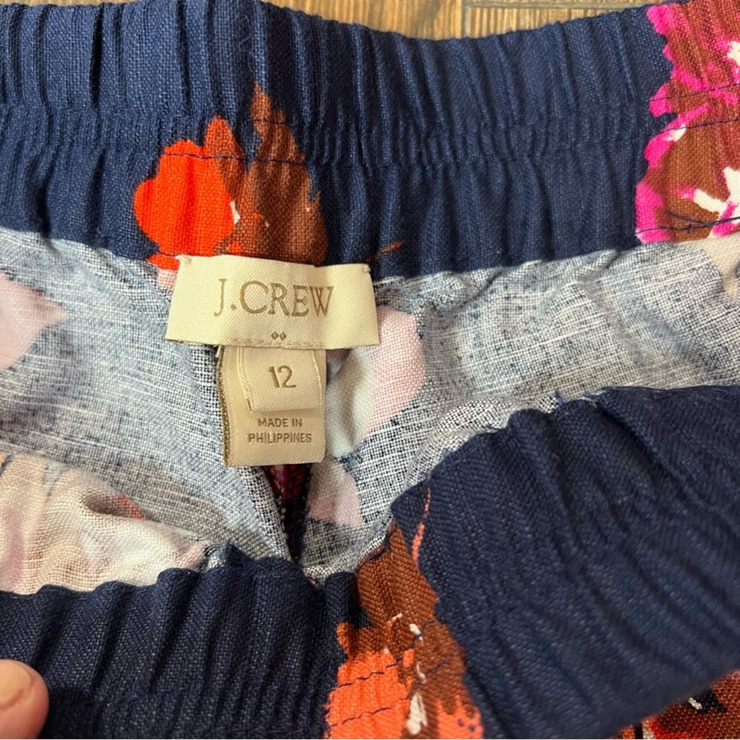 J.Crew factory navy floral linen blend shorts SZ 12