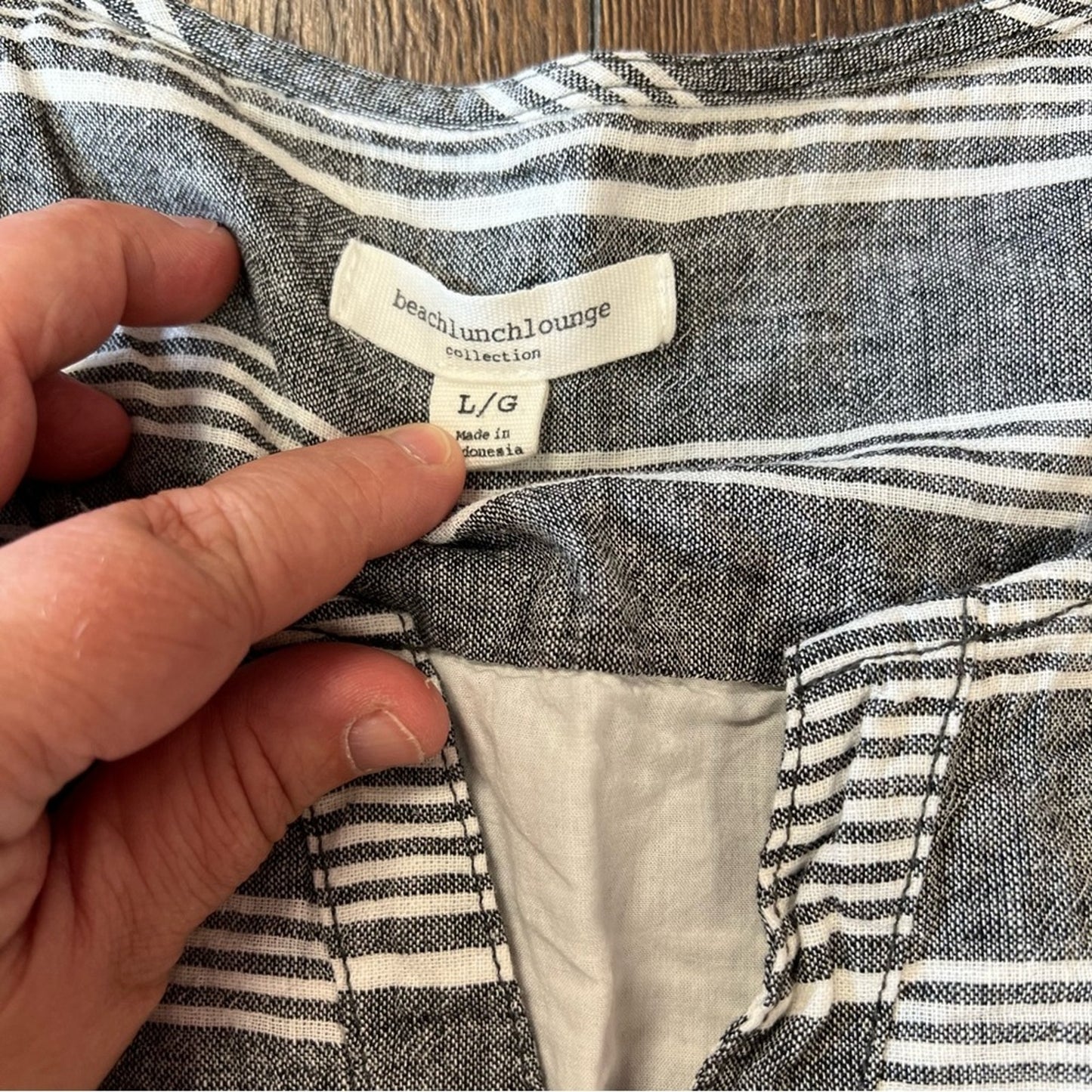 Beachlunchlounge linen blend striped dress SZ LG