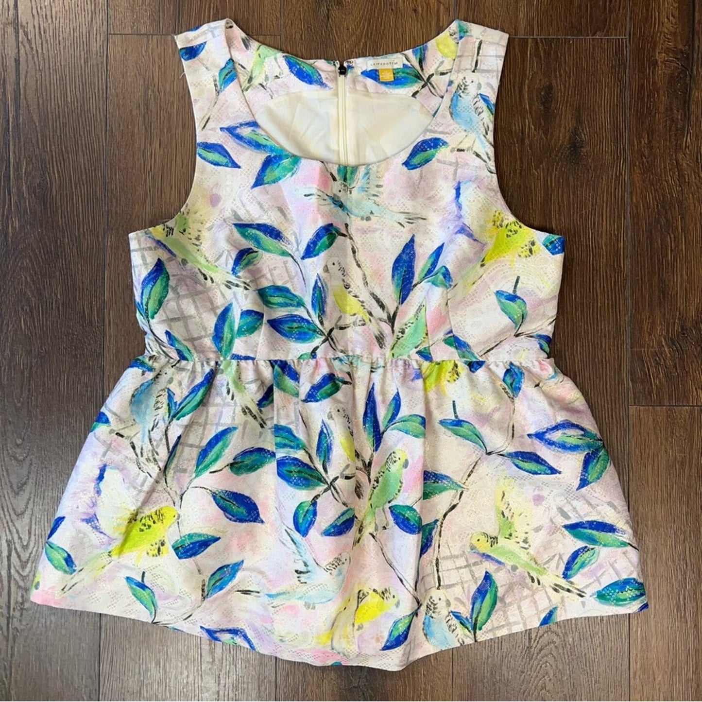 Leifsdottir Brocade Bird Peplum Top (Anthropologie) SZ 14