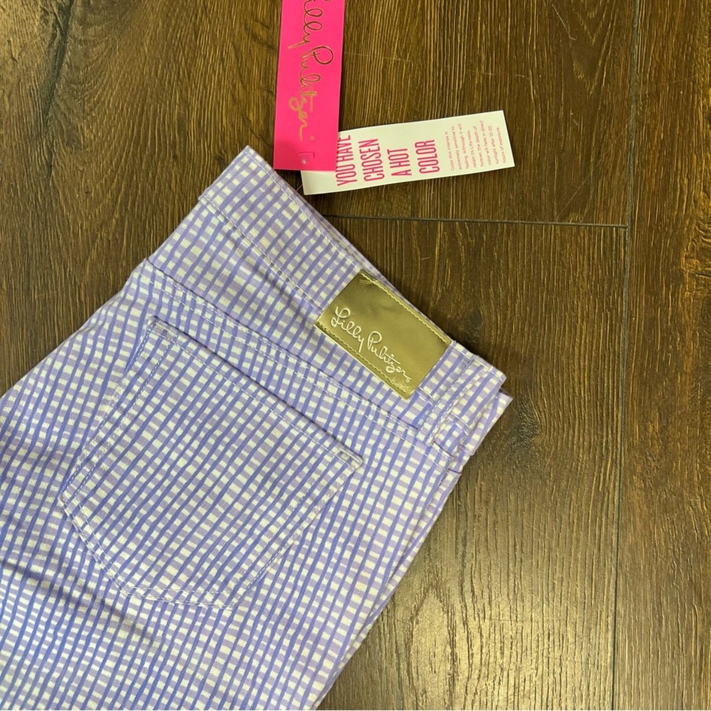 🆕 Lilly Pulitzer South Ocean High Rise Skinny Pants Lilac Verbena Gingham SZ 10