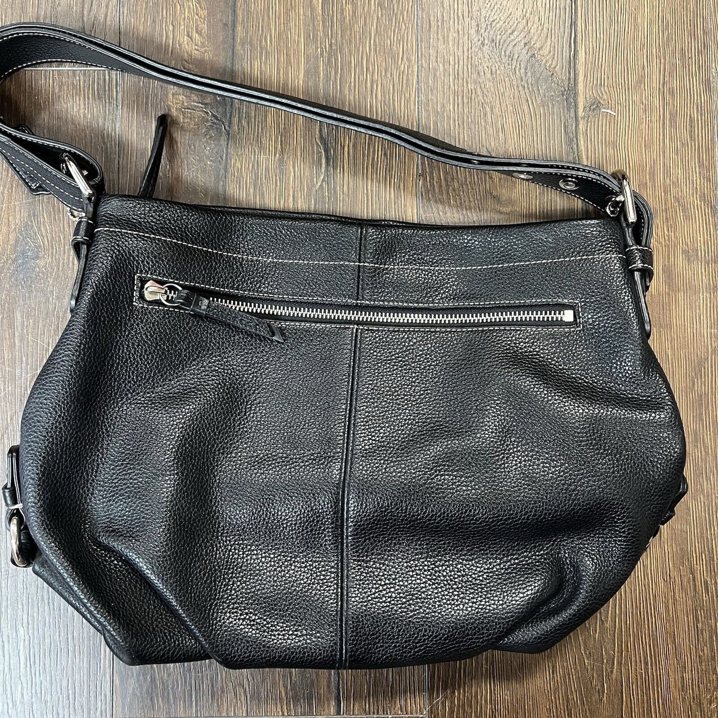 COACH F15064 Pebble Leather Black Shoulder Or Crossbody Bag