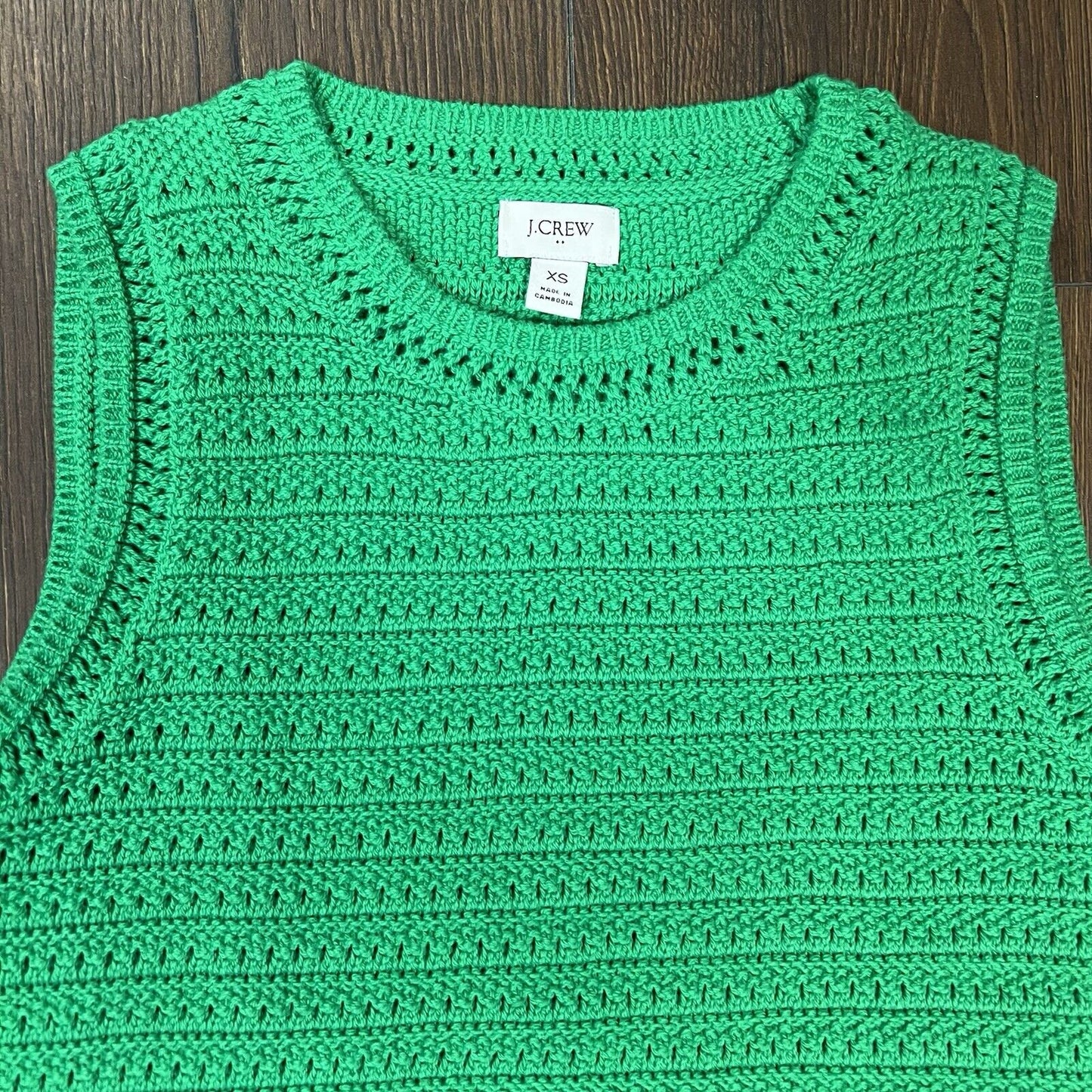 J. Crew Womens Green Crochet Knit Scalloped Hem Sweater Tank Size XS