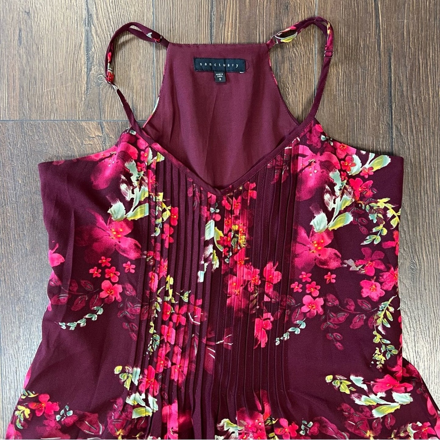 Sanctuary pleated front racerback dress SZ SM