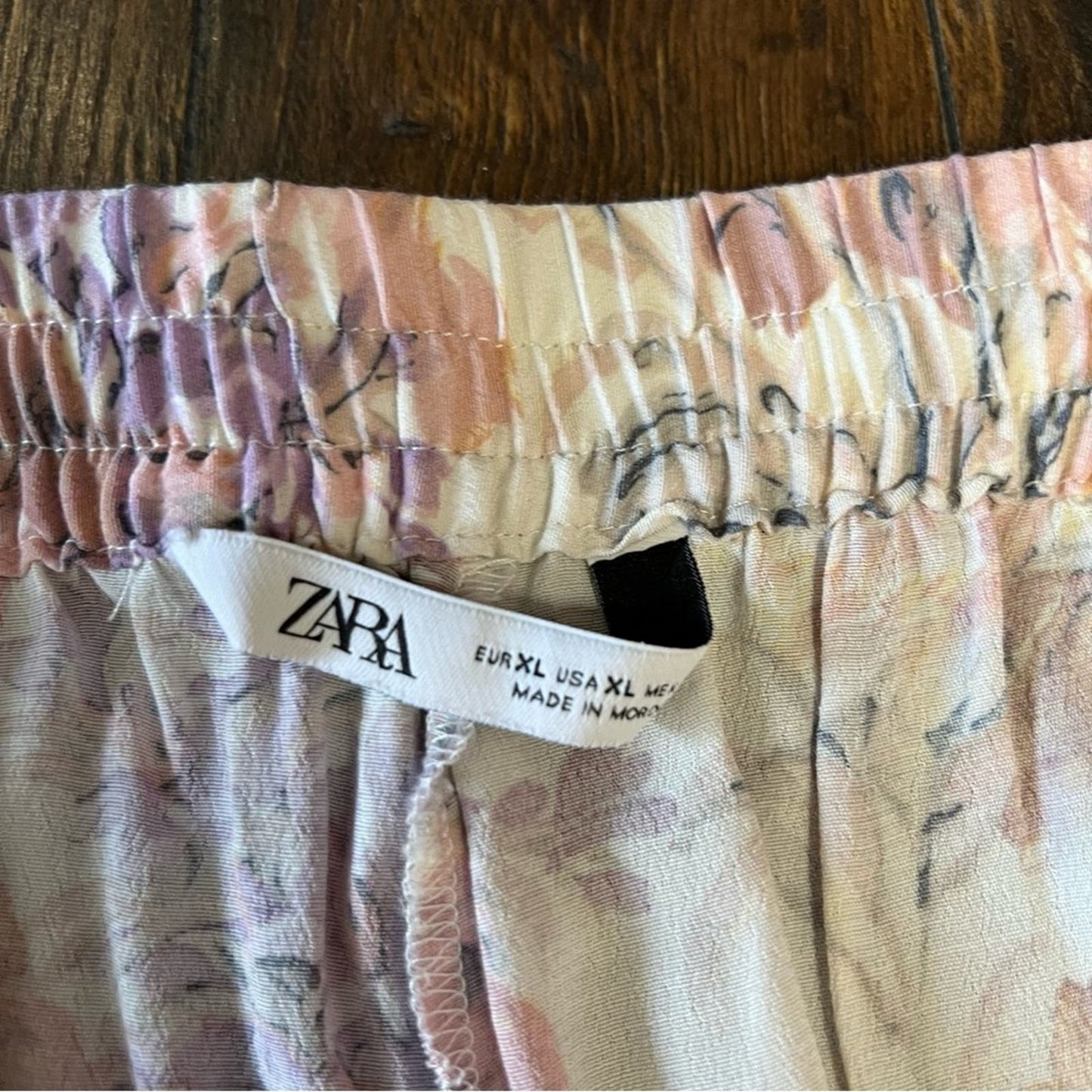 ZARA Pink Floral High Rise Flare Pants SZ XL