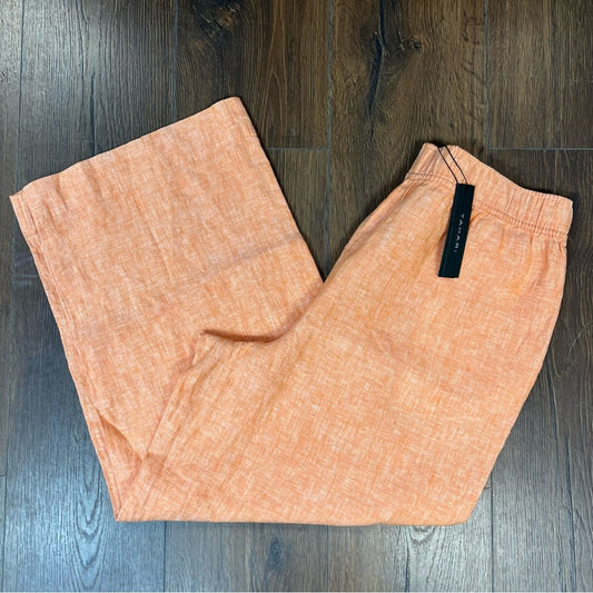 🆕 Tahari Women's Wide Leg Linen Pants in Orange NEW SZ LG