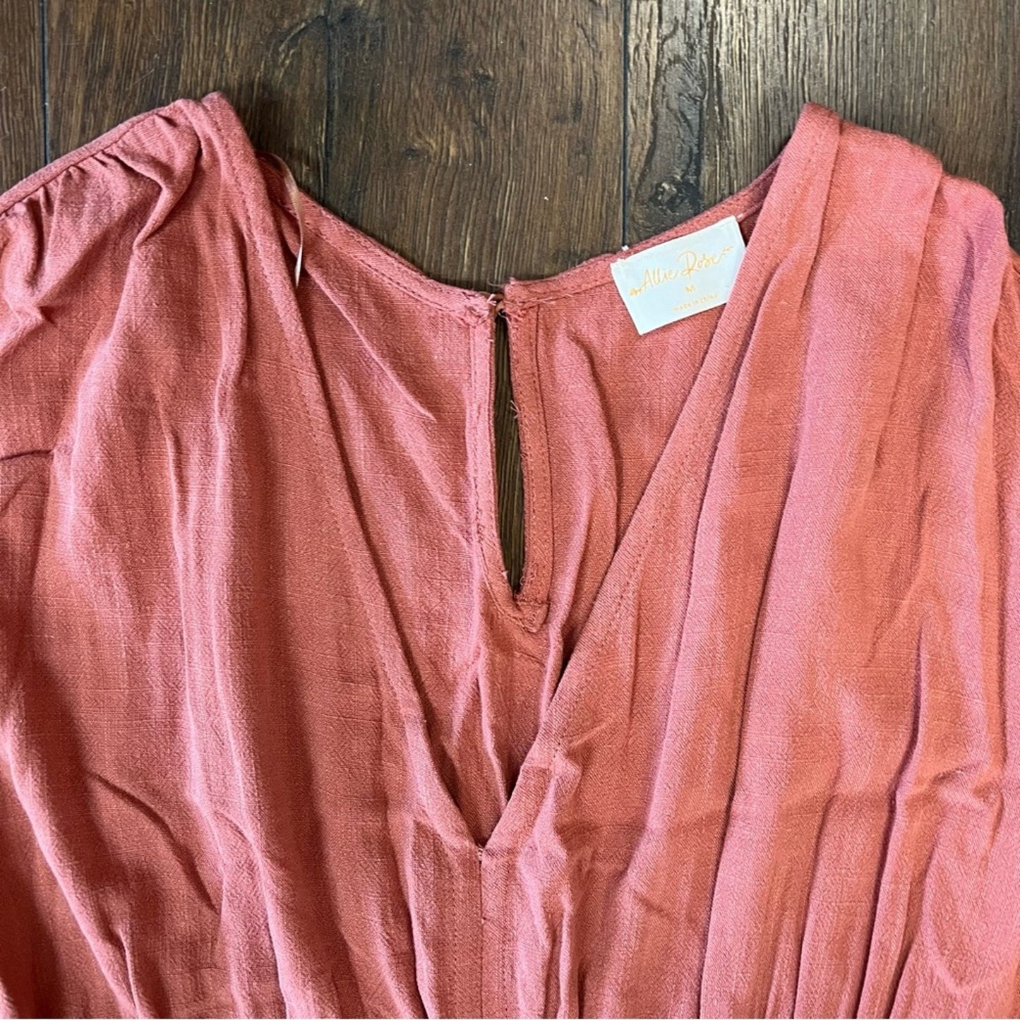 Allie Rose smocked waist front slit midi dress SZ MED