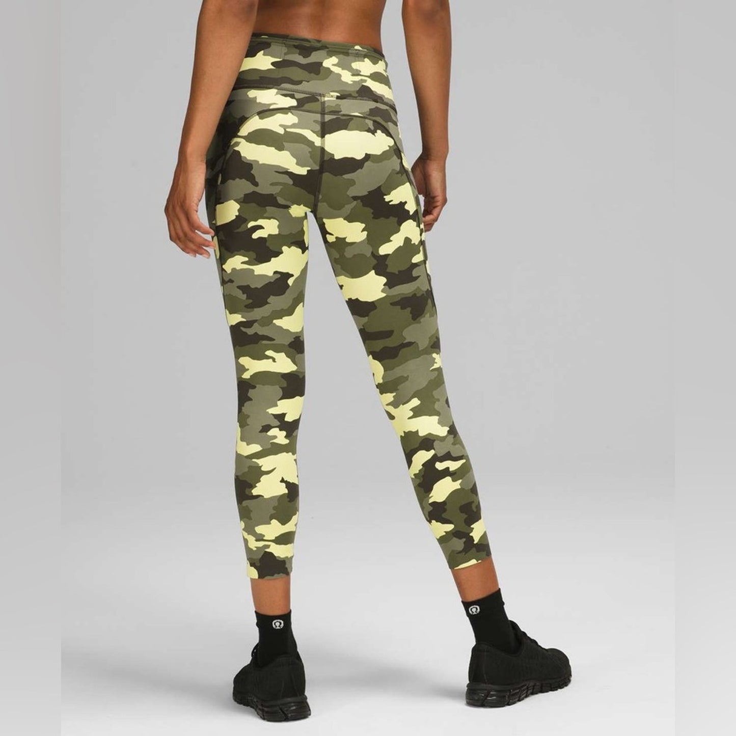 Lululemon Fast & Free High Rise Crop 23" Camo Crispin Green‎ SZ 14