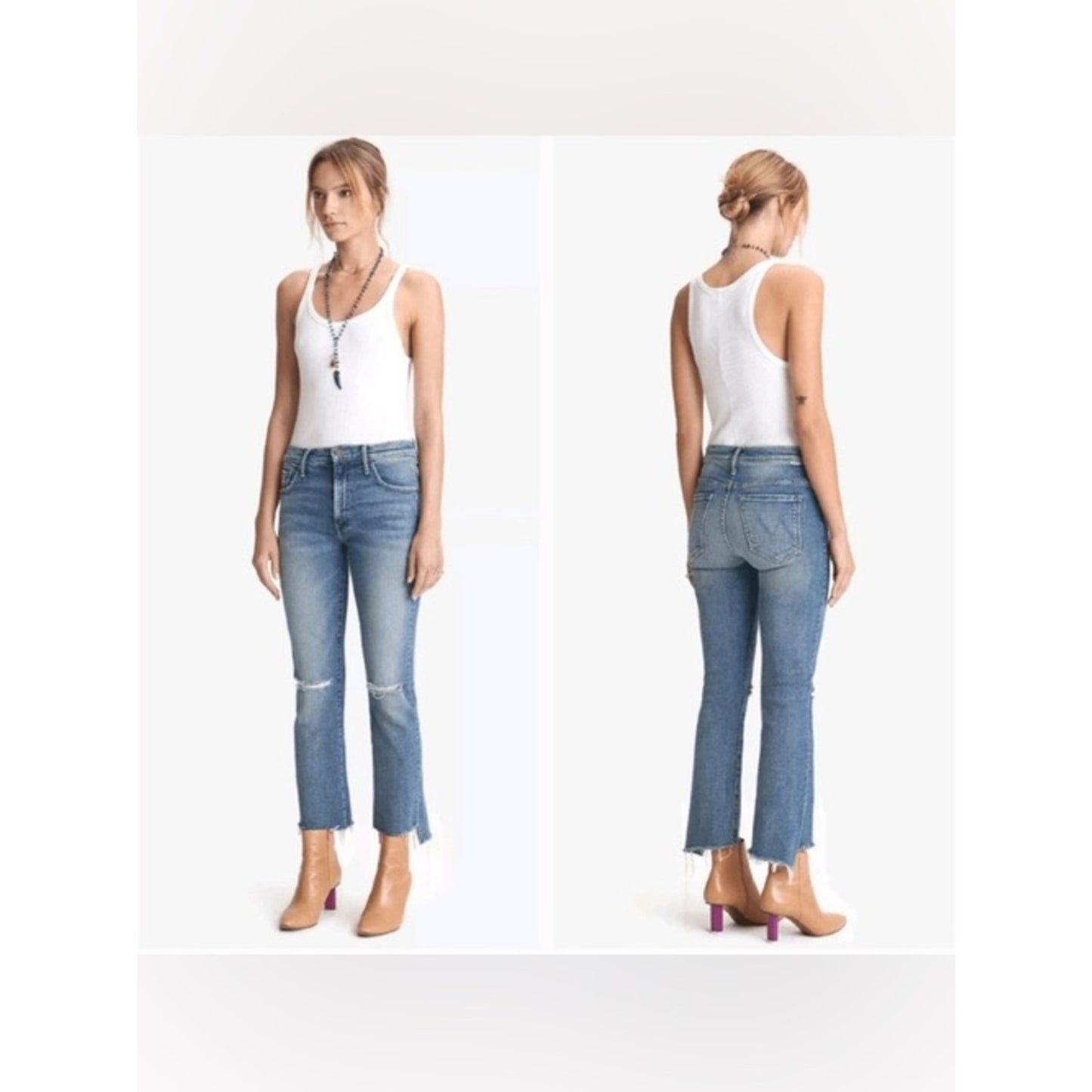 🆕 Mother Denim “The Insider Crop Step Fray Jeans” NWT SZ 31