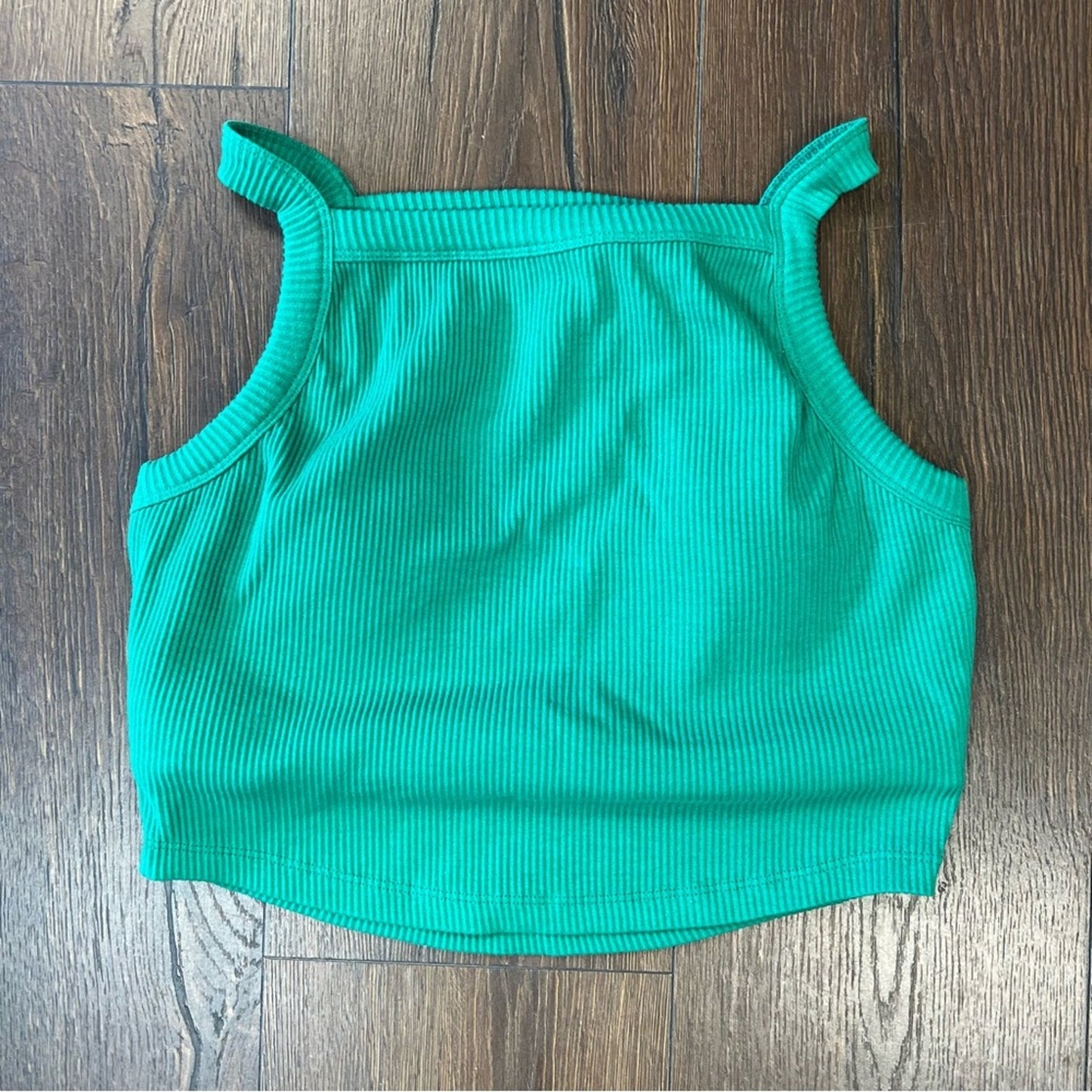 White birch ribbed crop top with built in bra SZ XL