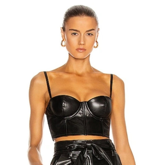 🆕 Olivaceous faux leather bralette SZ MED