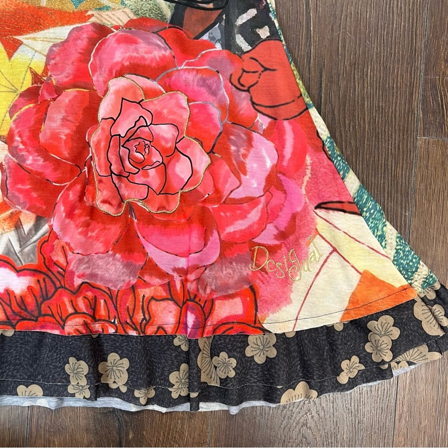 Desigual Viscose Floral Multicolor Tricot Dress SZ SM