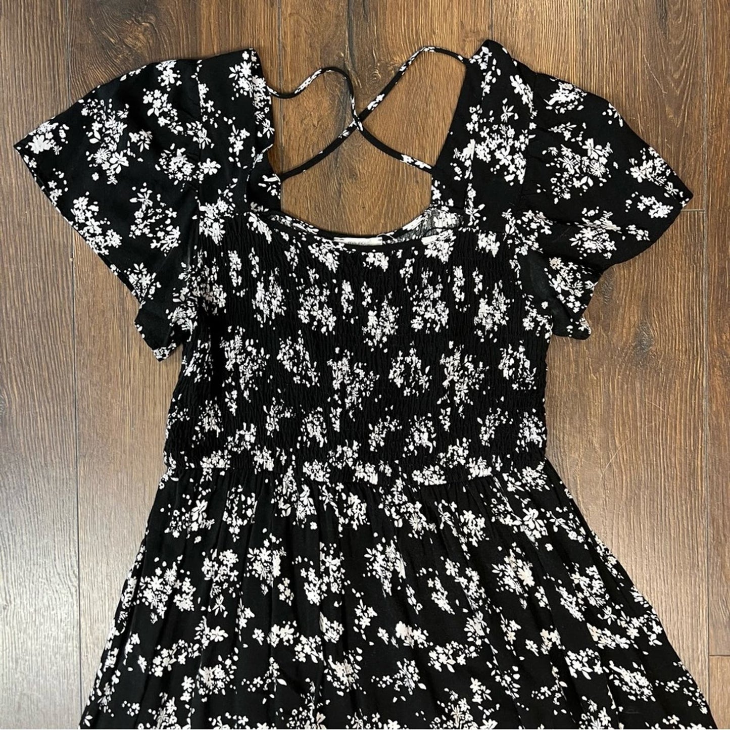 Maurices black and white floral dress SZ SM