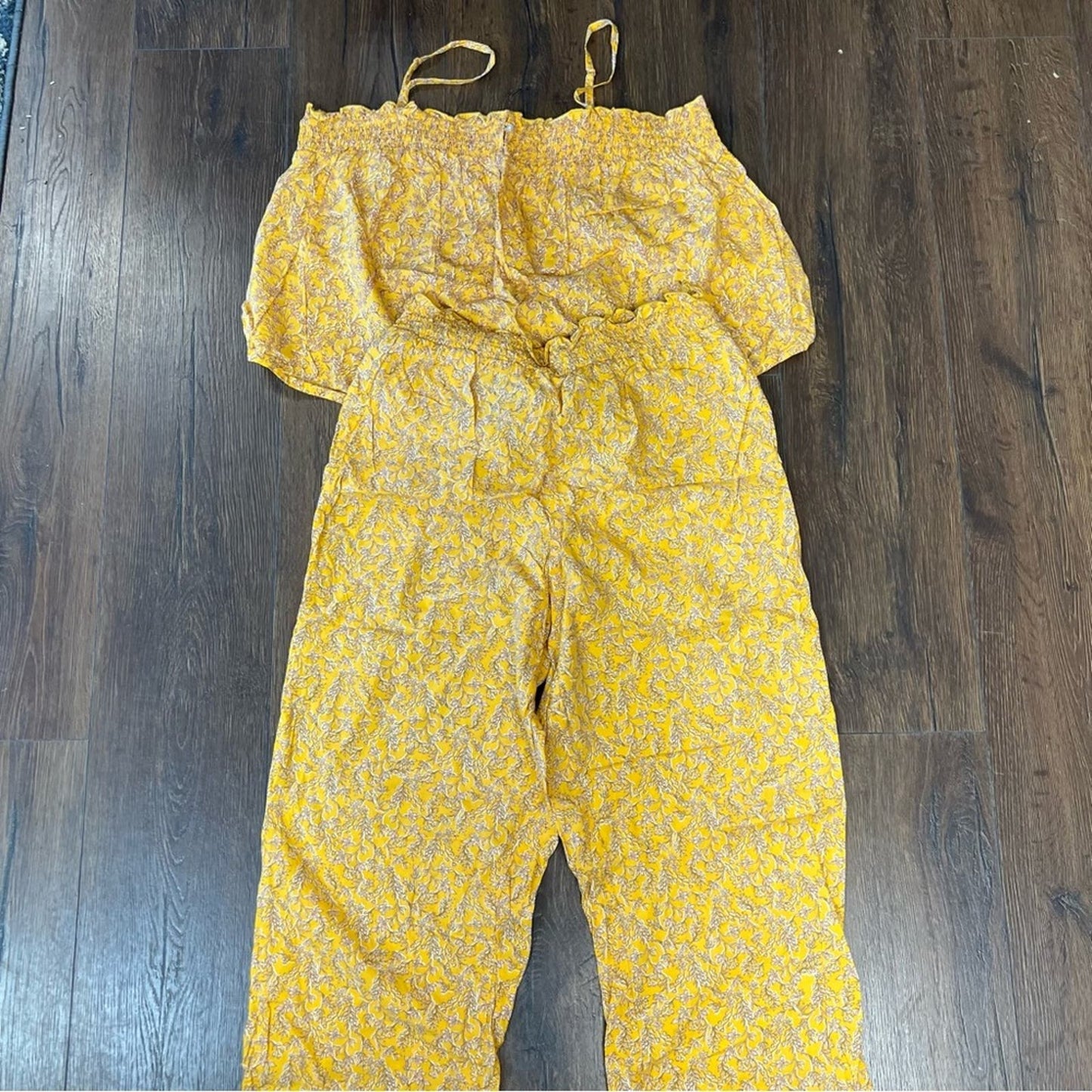 Old Navy yellow floral 2PC set SZ XL TOP/LG TALL BOTTOM