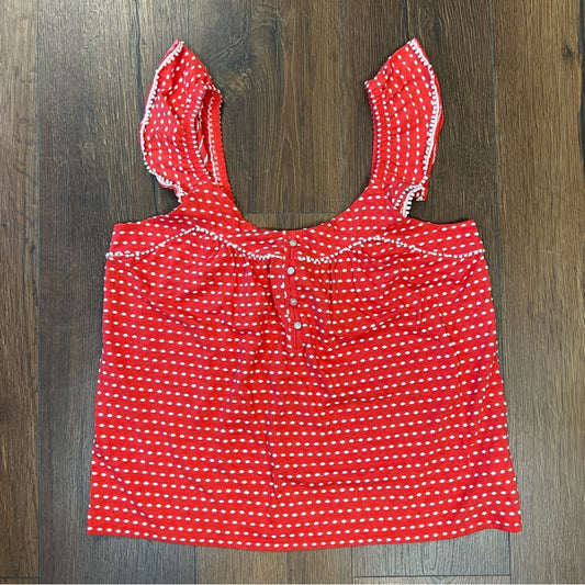 Lucky brand, red polkadot button front tank SZ MED