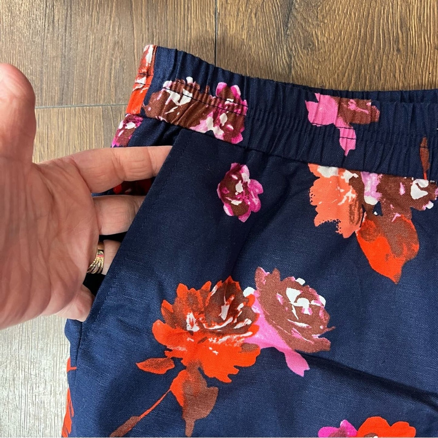 J.Crew factory navy floral linen blend shorts SZ 12