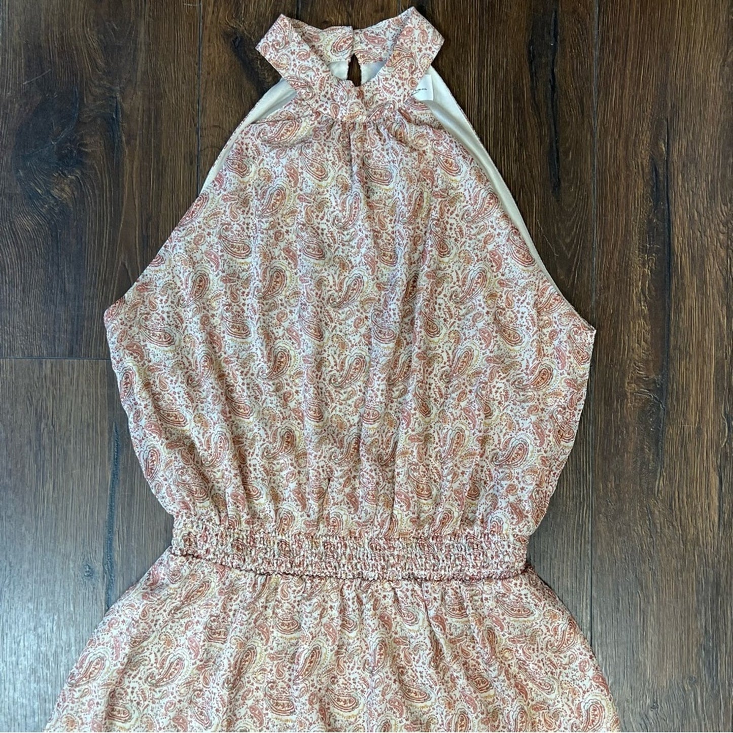 Sweet lemon rust paisley halter dress SZ LG