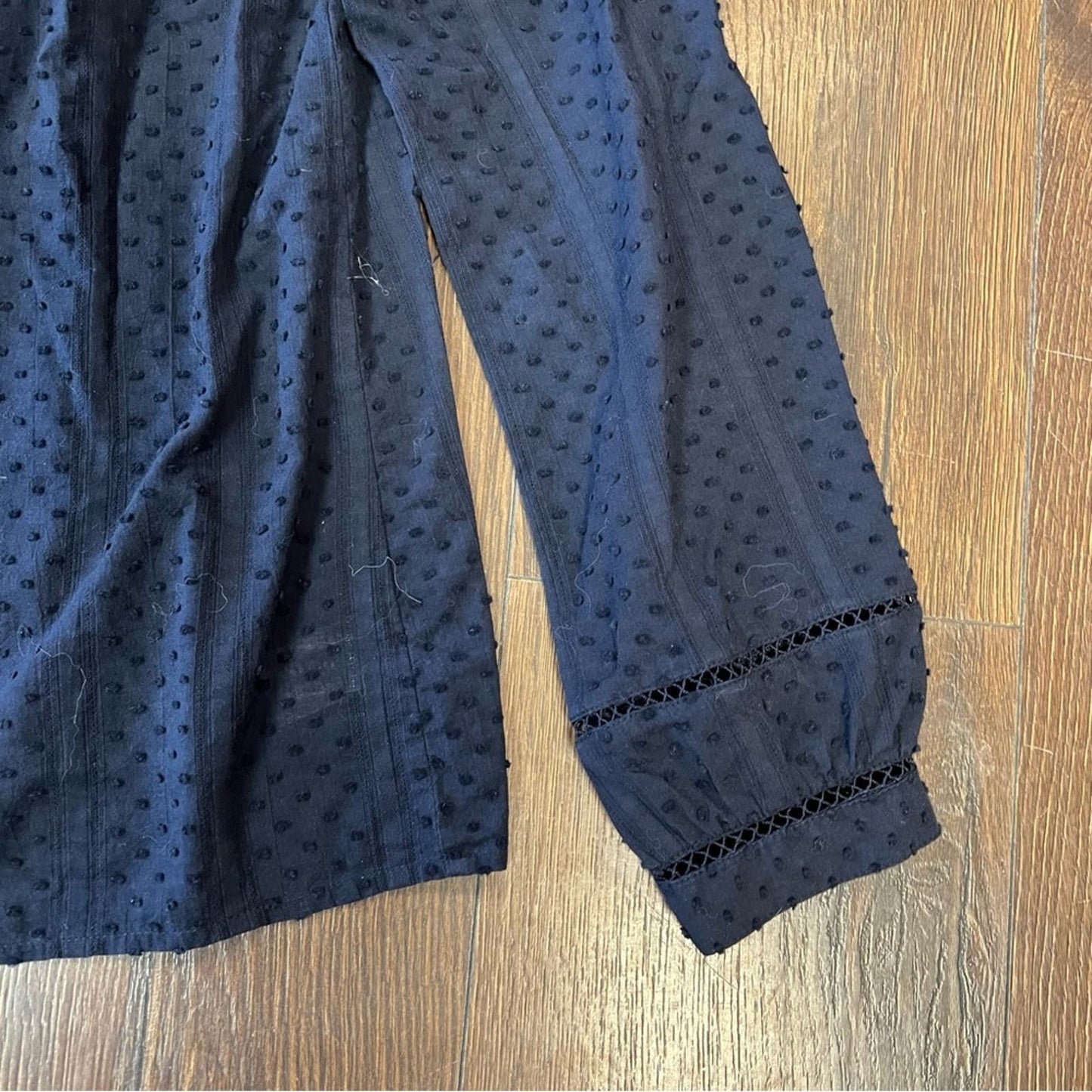 Talbots swiss dot smock neck top SZ MED