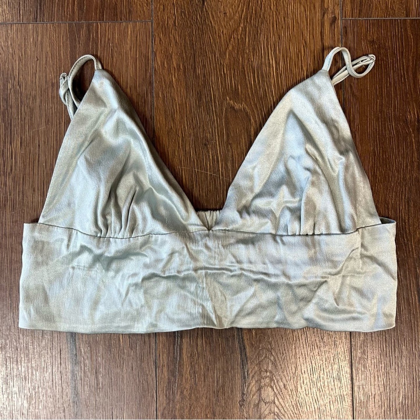 Zara ice blue satin crop top SZ LG