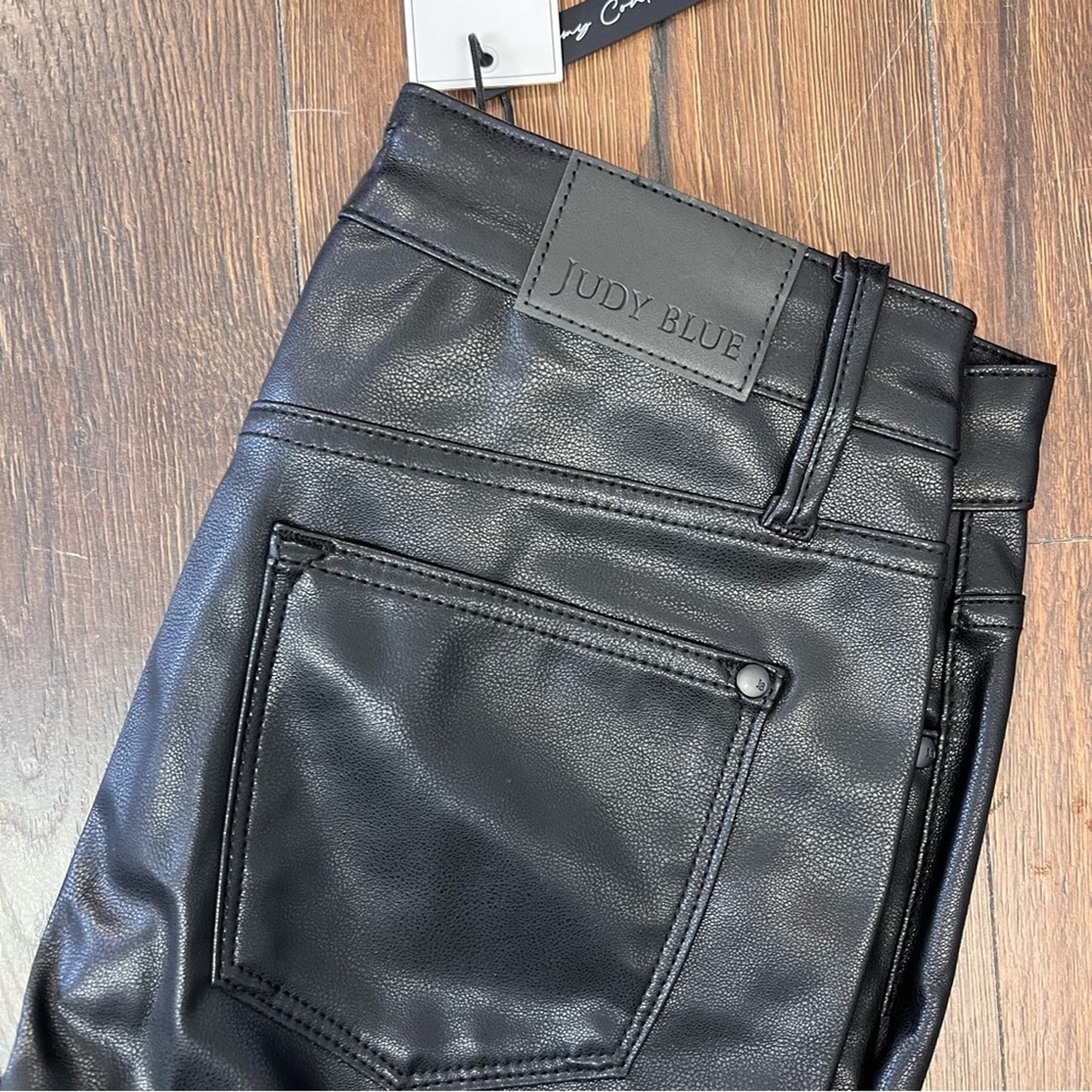 NEW Judy Blue Tummy Control Faux Leather Bootcut Pants SZ 7/28
