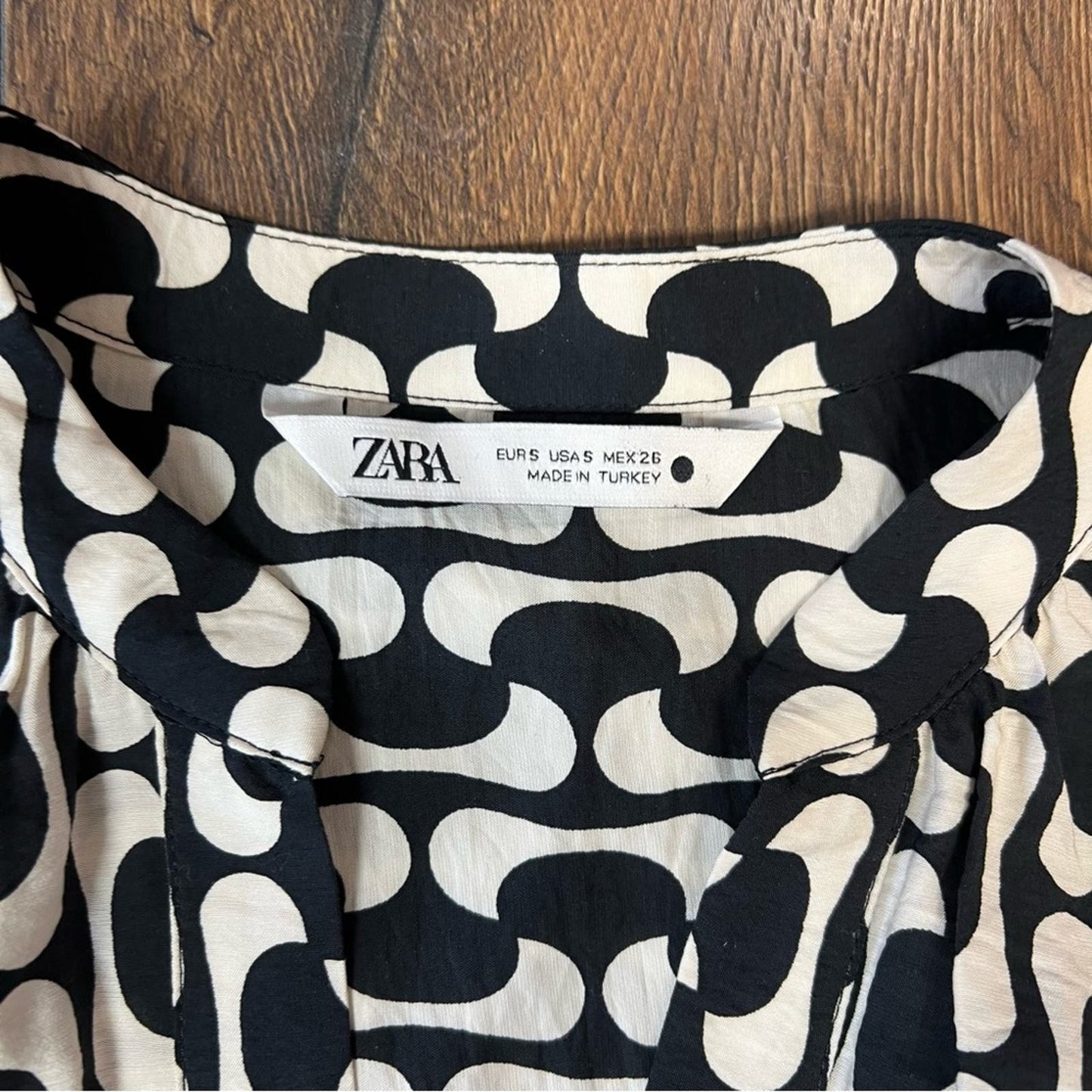ZARA The Paula Dress, Black/White Geometric Print SZ SM