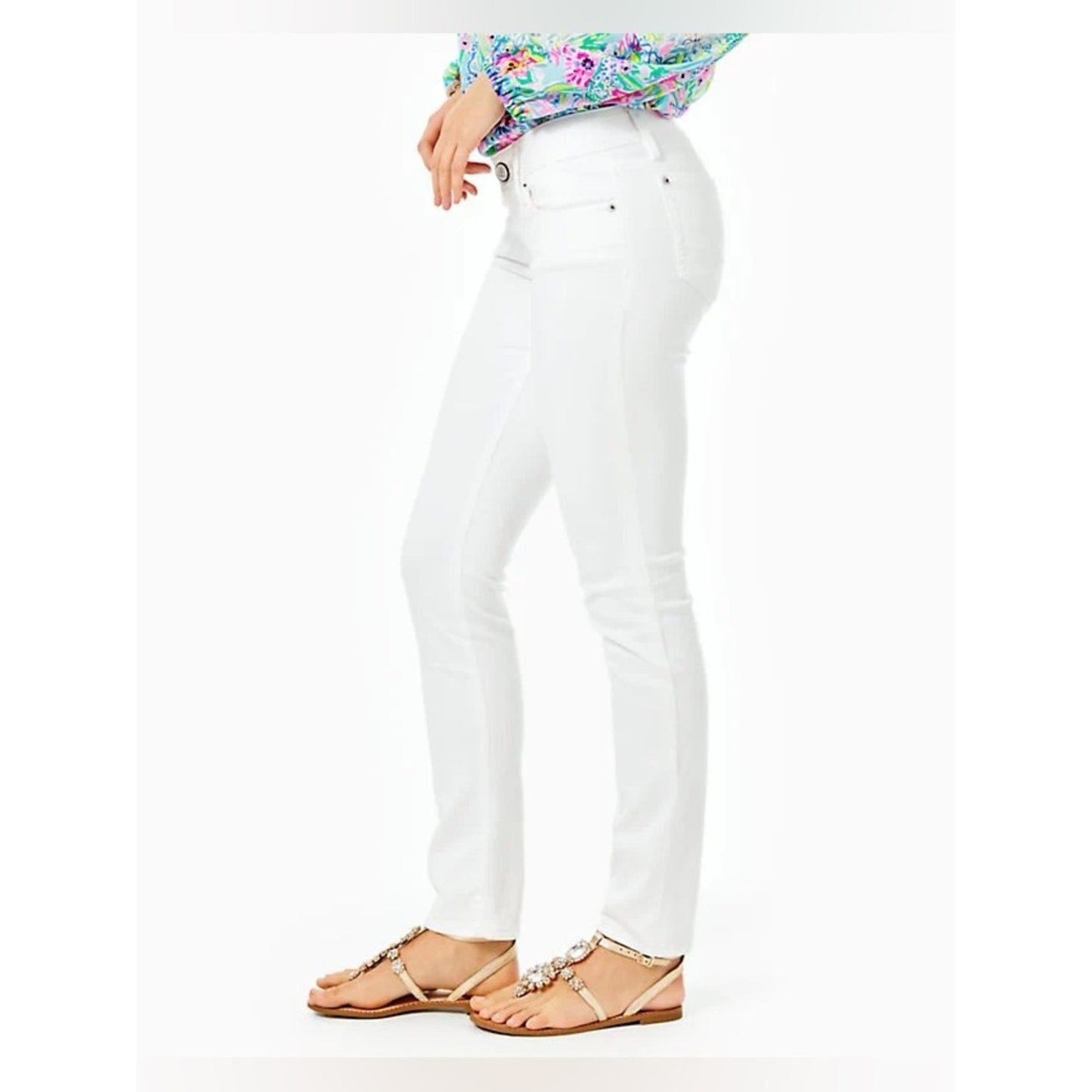 🆕 Lilly Pulitzer 31" Worth Skinny Jean - Resort White NWT SZ 10