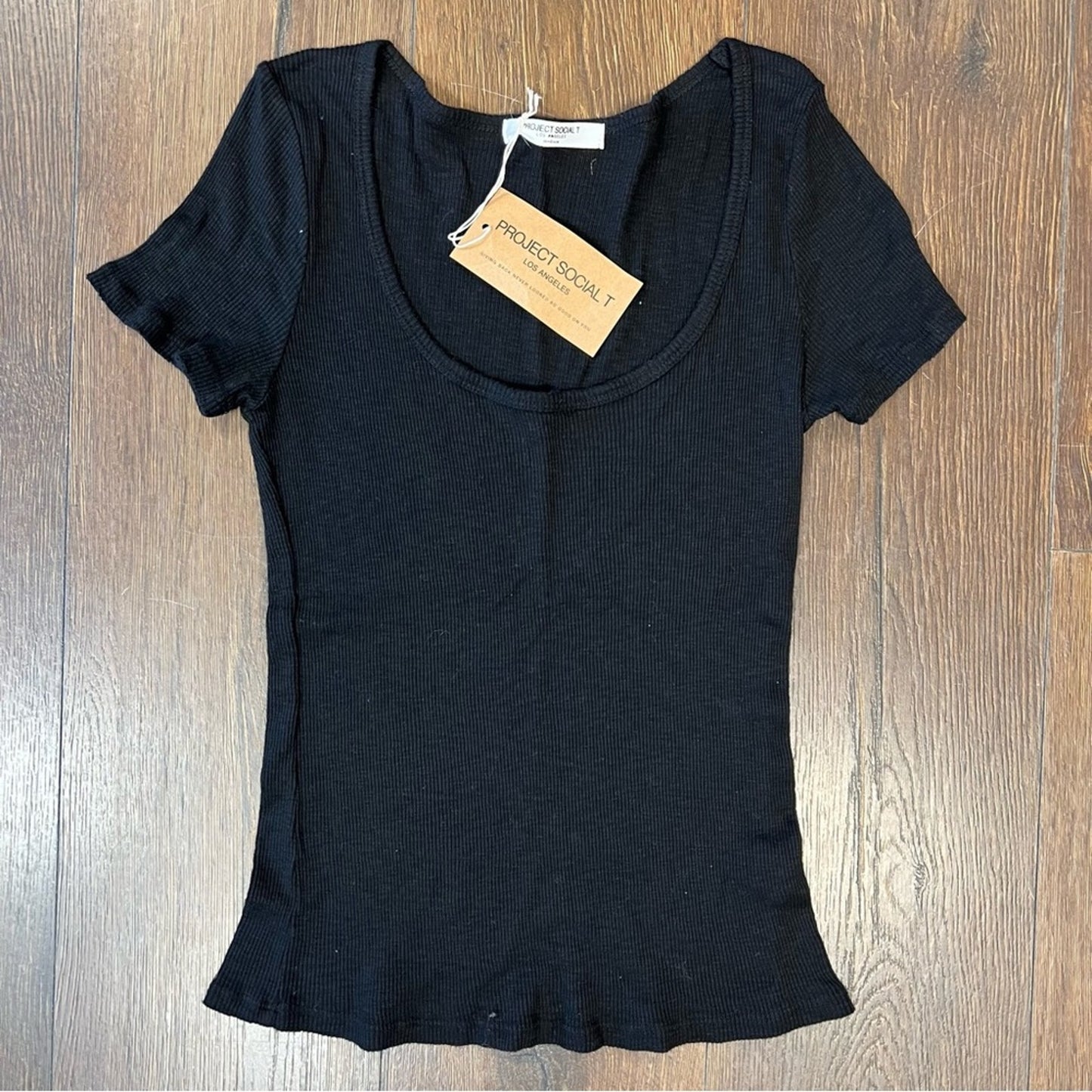 🆕 Project social T Here's the Scoop Rib Tee Vintage White SZ MED