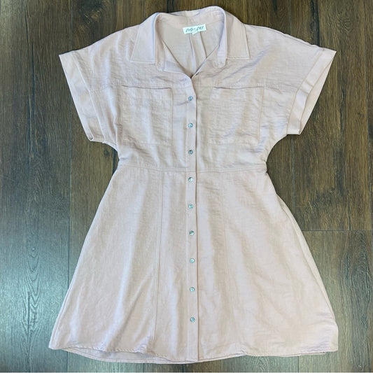 SHE + SKY pink blush button front dress SZ LG