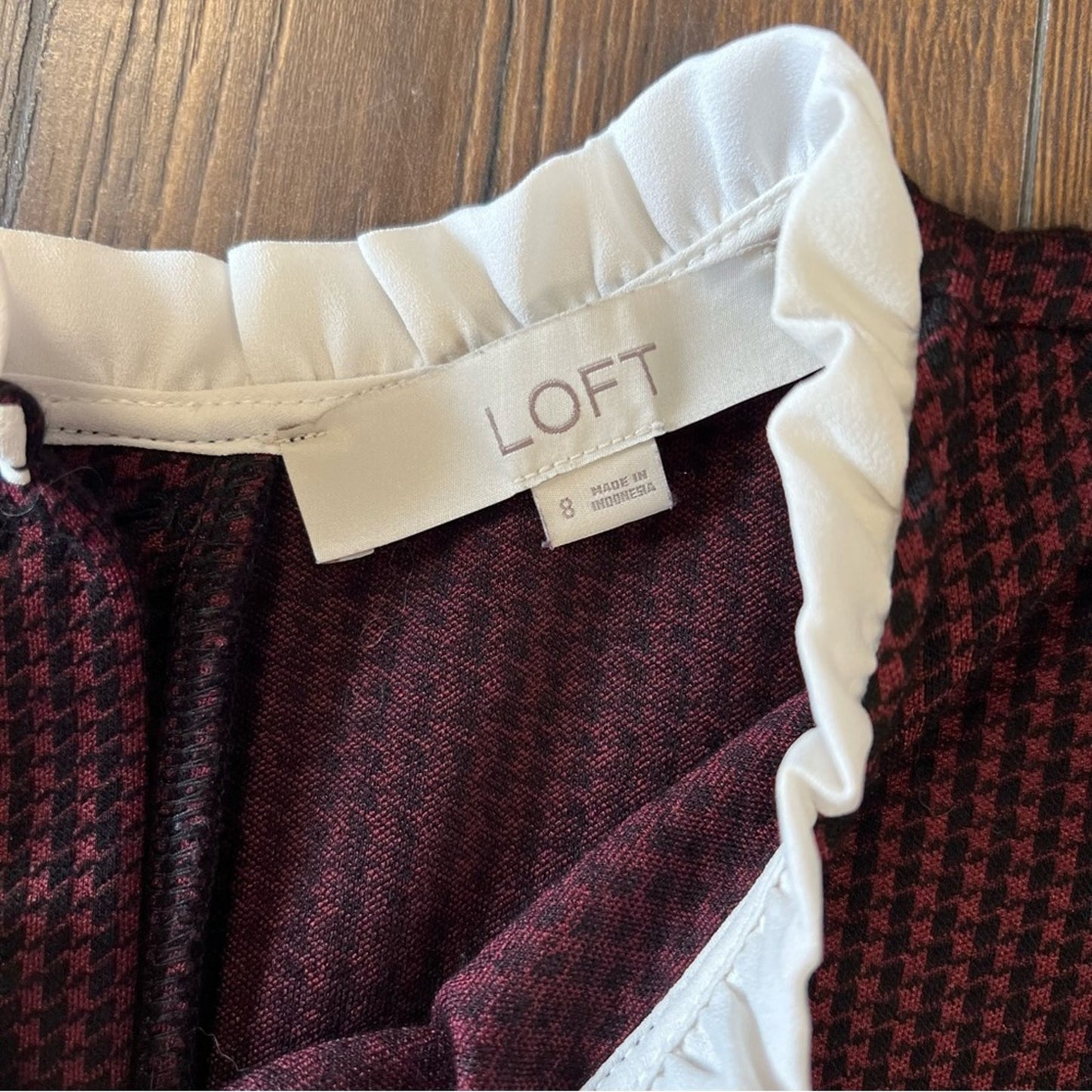 LOFT hounds tooth shift dress SZ 8