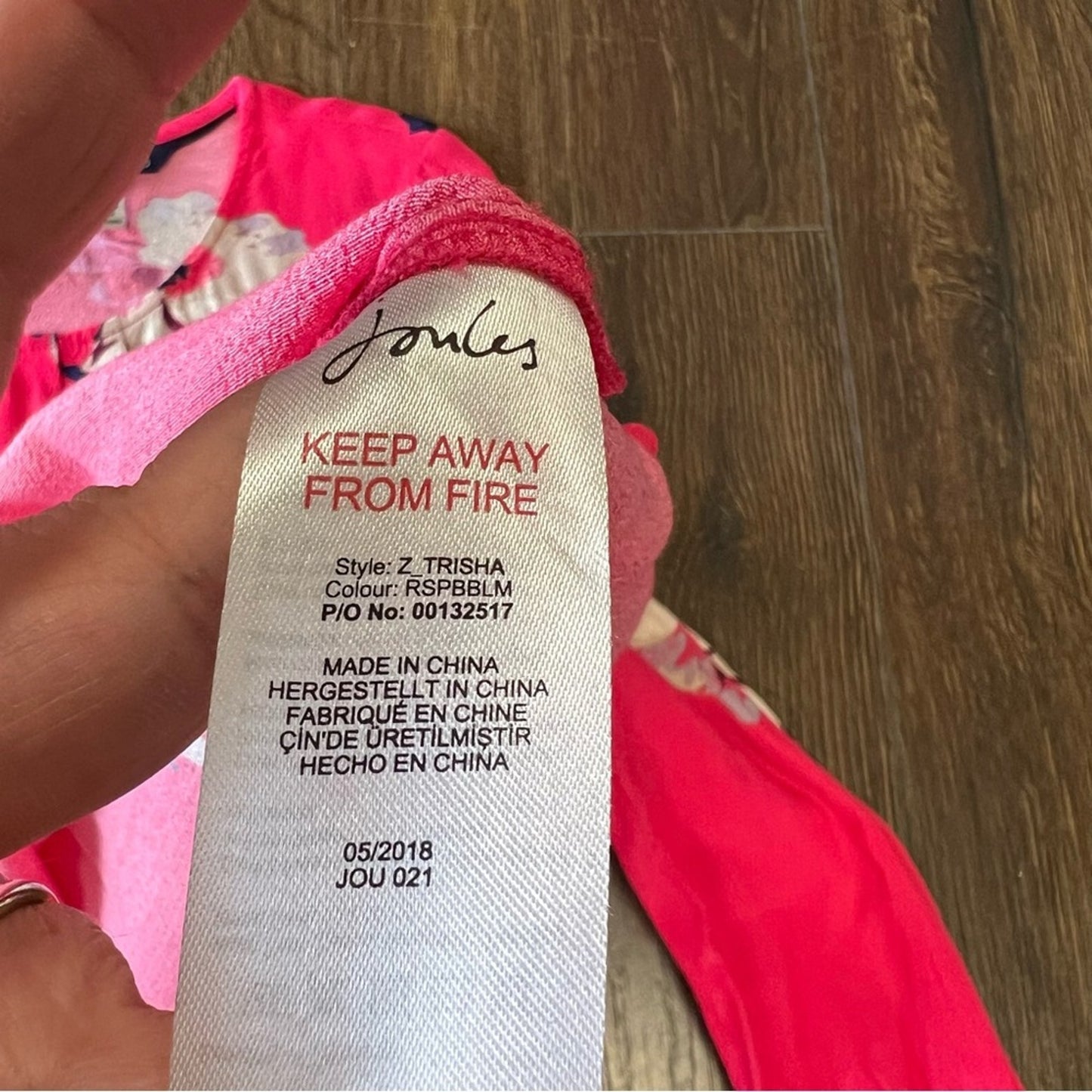 Joules odelle Raspberry Bircham Bloom tunic top SZ 6