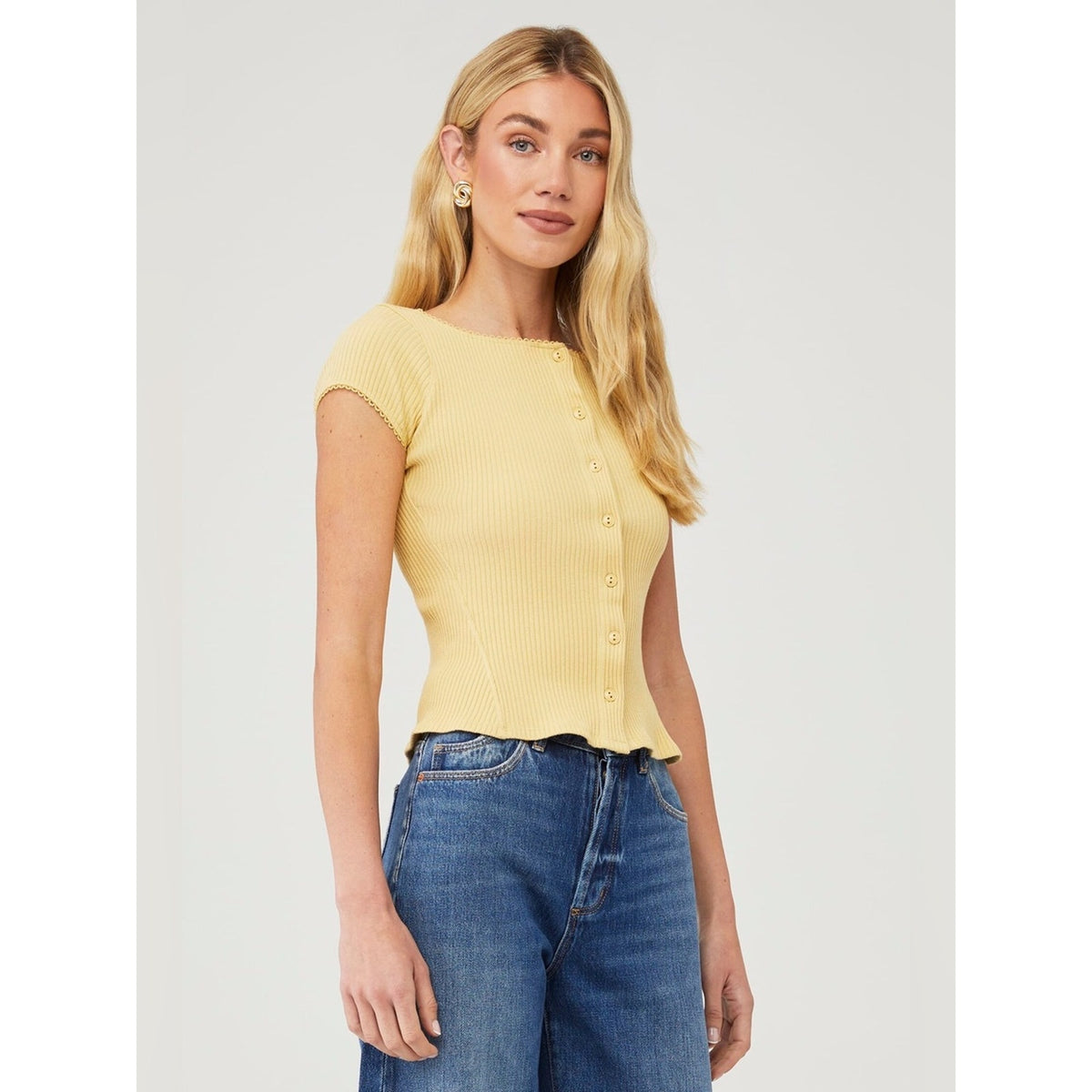 🆕 Free People Most Wanted Yellow Ribbed Cardigan NWT SZ LG