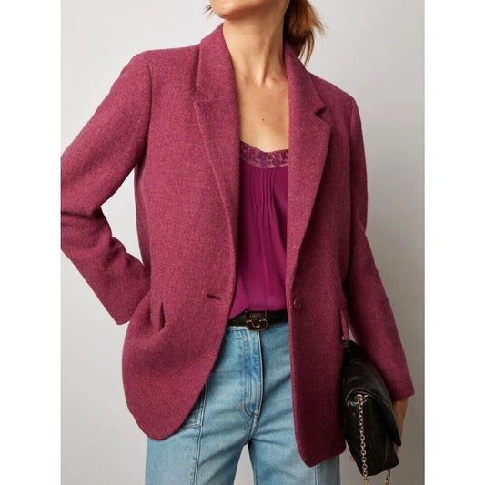GERARD DAREL Natty Wool Blend Blazer In Magenta SZ 38