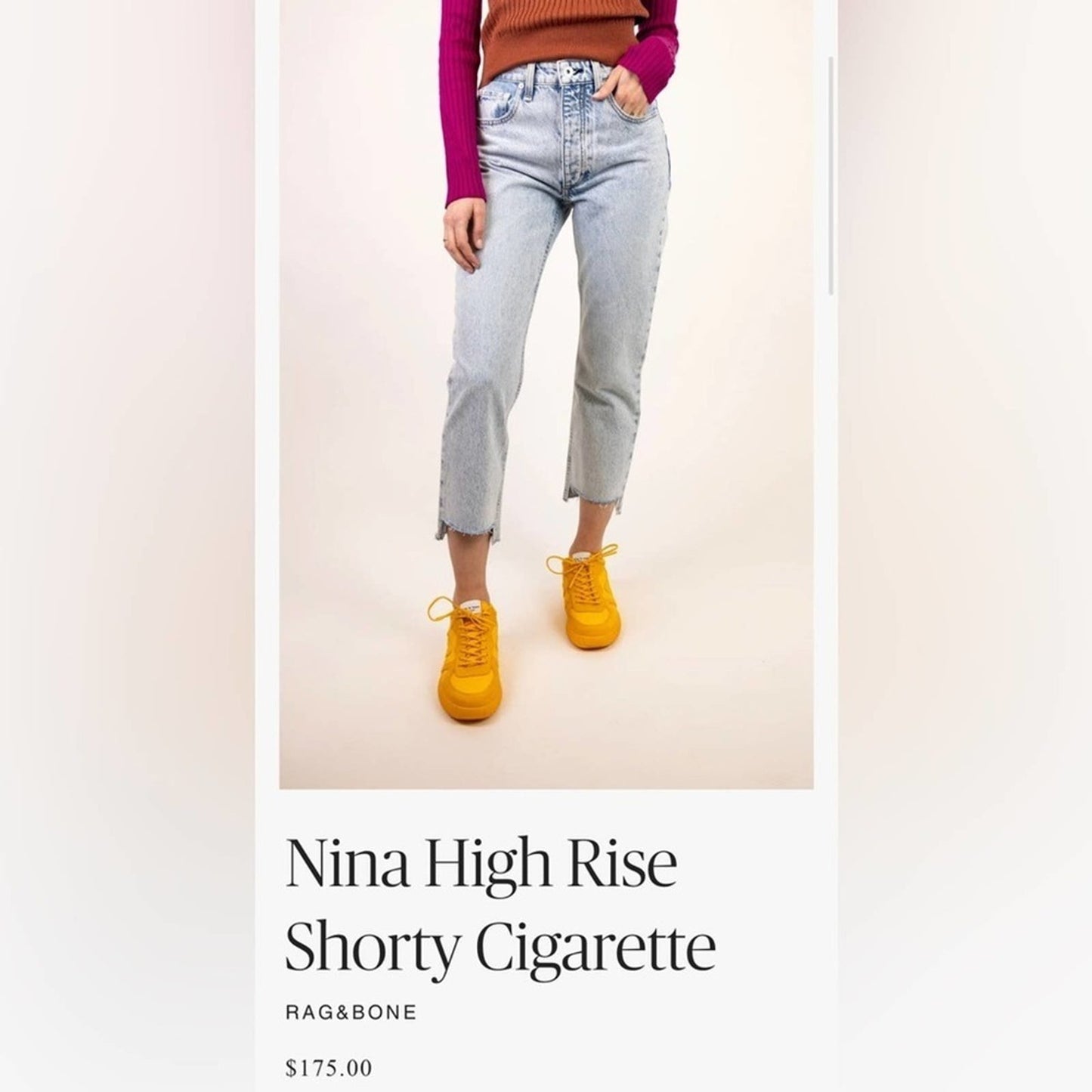 Rag &‎ Bone Nina High rise shorty cigarette jeans SZ 30/10