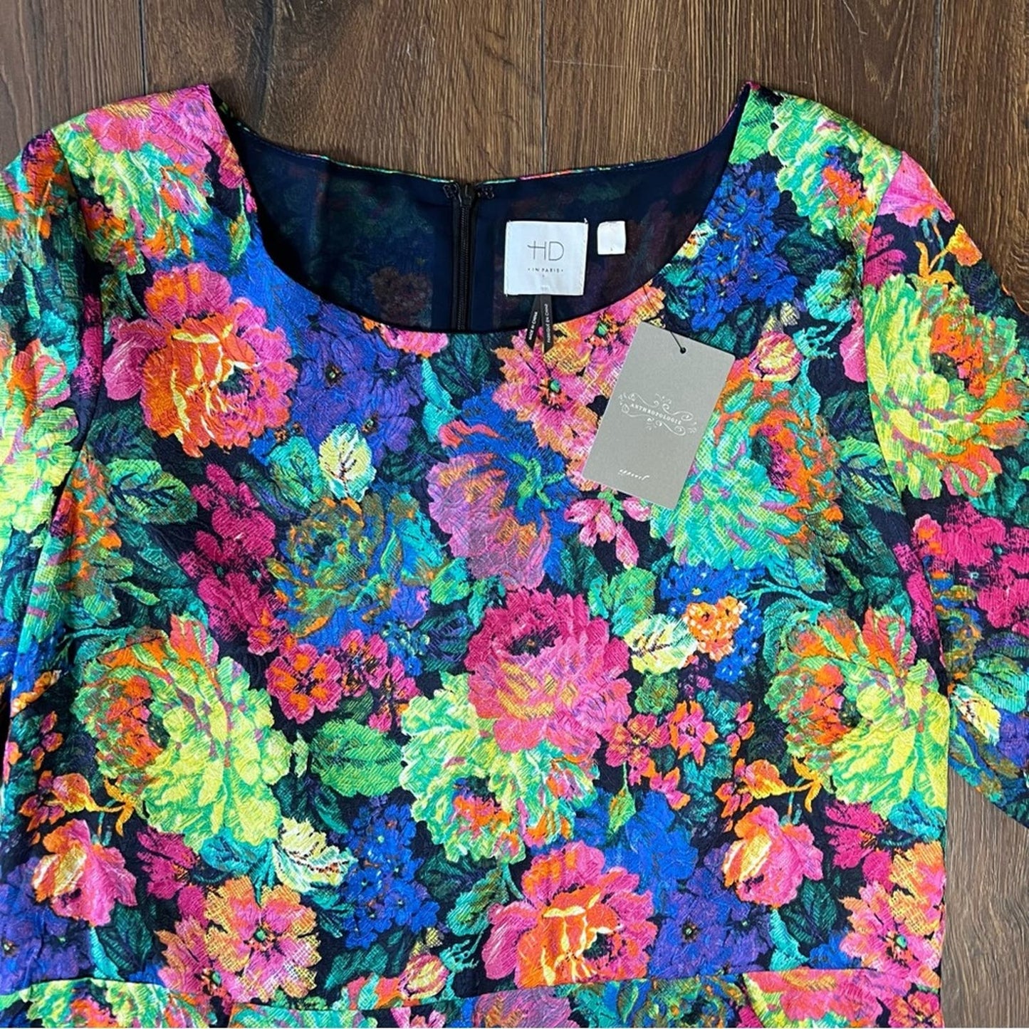 🆕 HD in Paris Front Pockets Tropicalist Shift Dress SZ LG