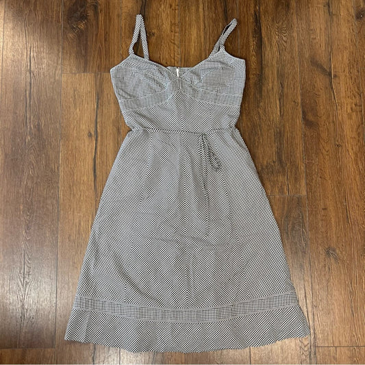 Talbots black and white gingham midi dress SZ 6