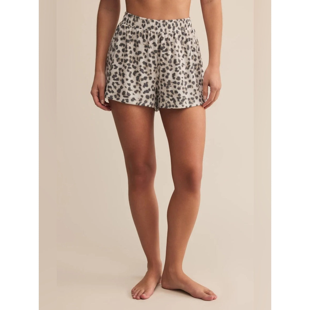 🆕 Z Supply Luxe Leopard Print Cozy Lounge Shorts SZ LG