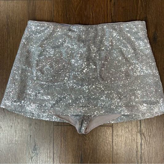 Maeve silver sequin skirt (Anthropologie) SZ SM