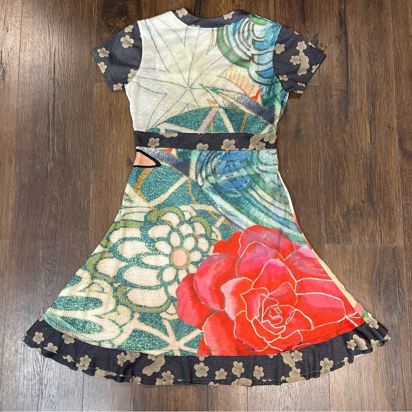 Desigual Viscose Floral Multicolor Tricot Dress SZ SM