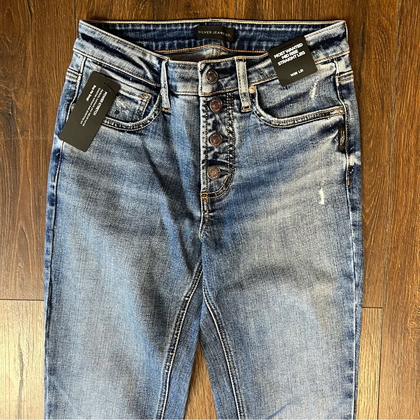 🆕 Silver Jeans Most Wanted Mid Rise Straight Leg Jeans SZ 26/2