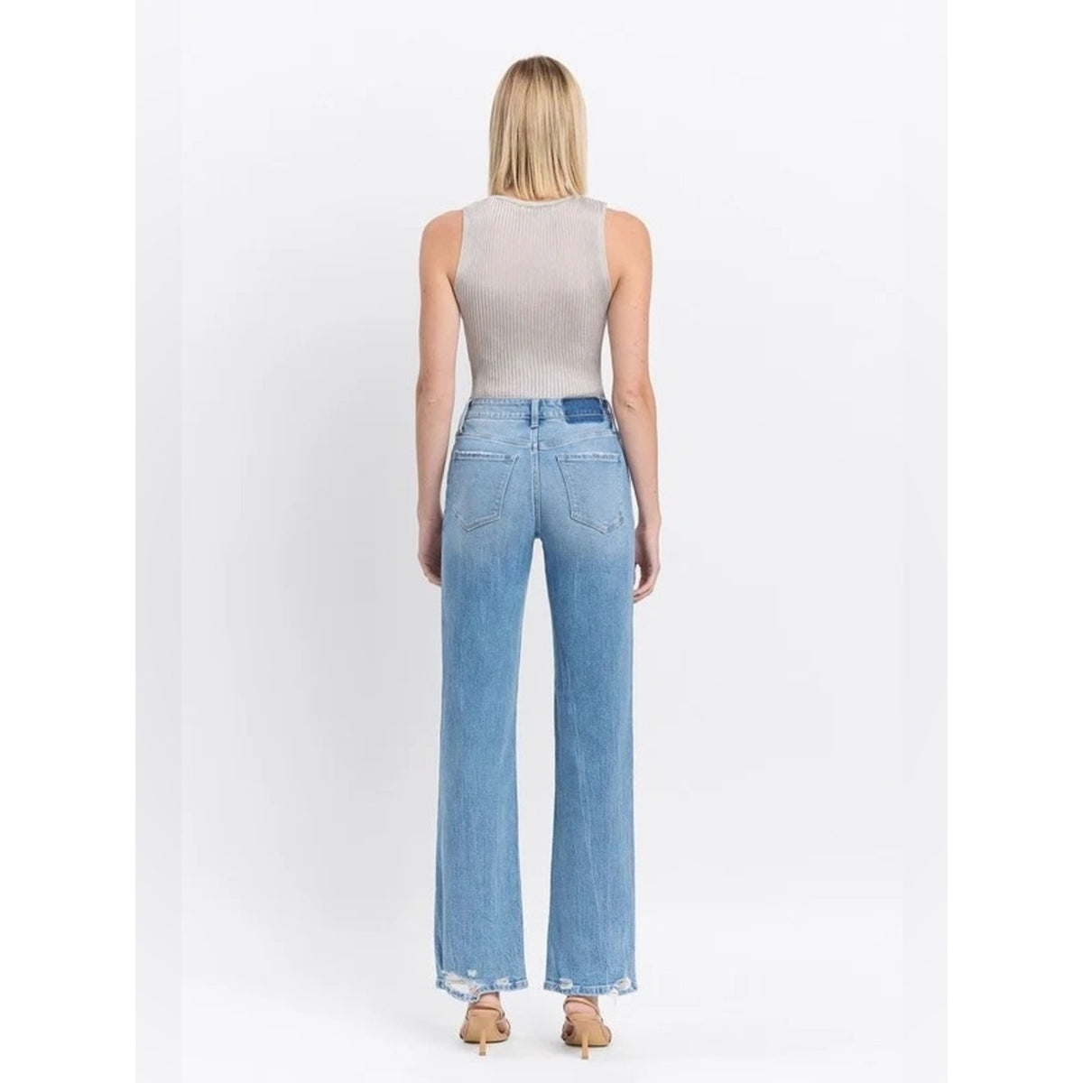 🆕 VERVET Aileeah High Rise Distressed Slim Wide Leg Jeans SZ 24