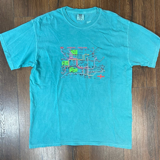 Men’s Comfort Colors teal London tee SZ LG