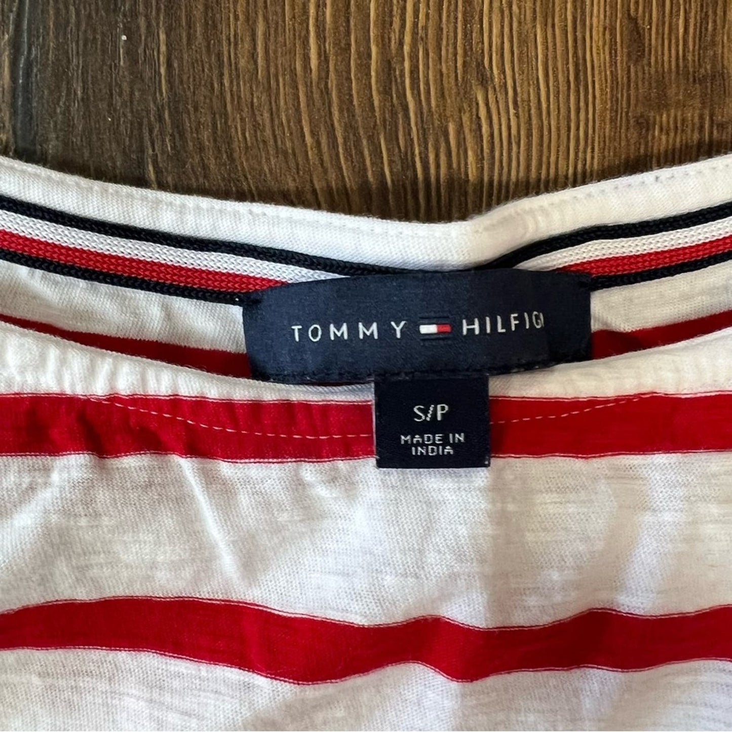 Tommy Hilfiger red striped pocket tee SZ SM
