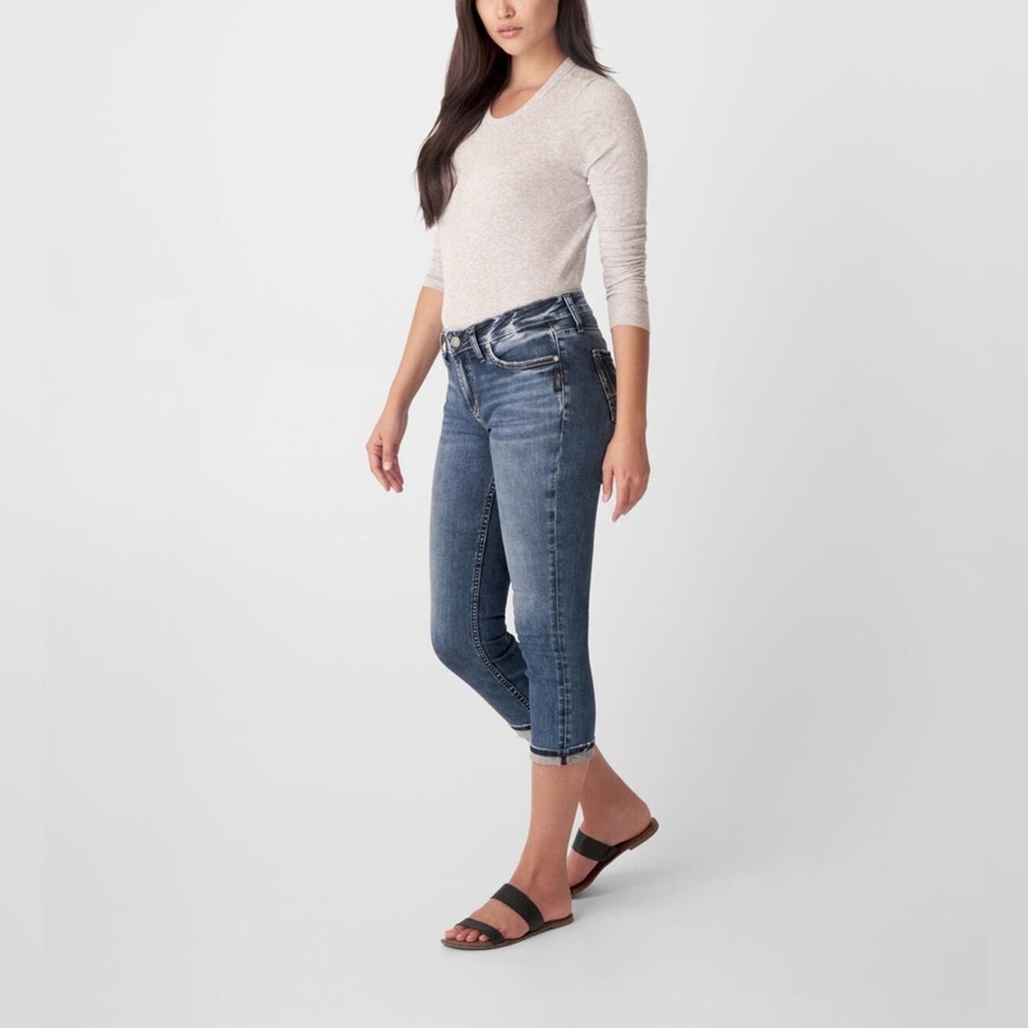 🆕 Silver Jean Elyse Mid Rise Capri SZ 24/00