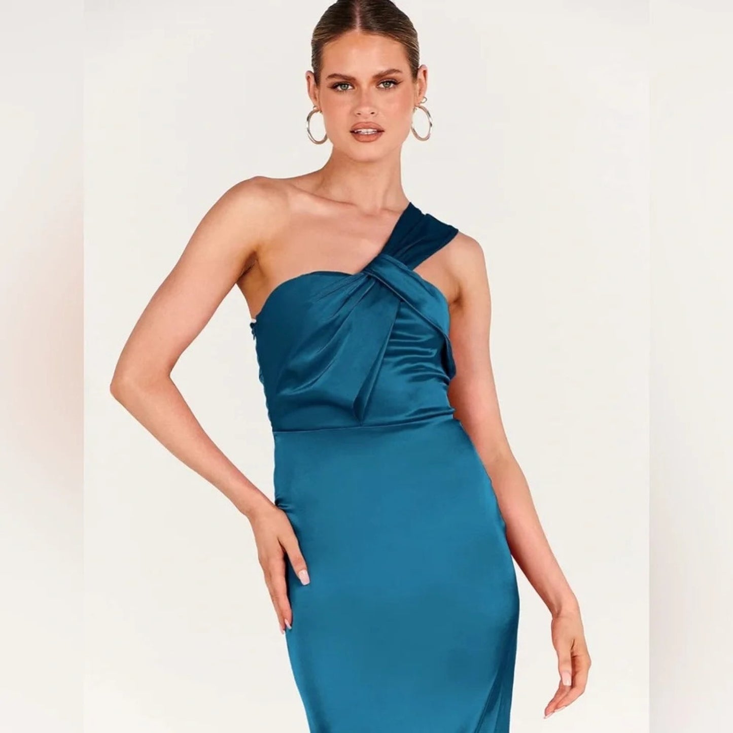 🆕 ANRABESS Satin One‎ shoulder Cocktail Evening Party Maxi Dresses SZ XL