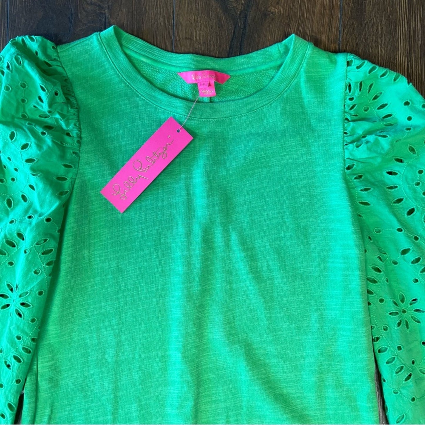 🆕 Lilly Pulitzer Eyelet Sleeve Jasona Dress Cabana Green SZ SM
